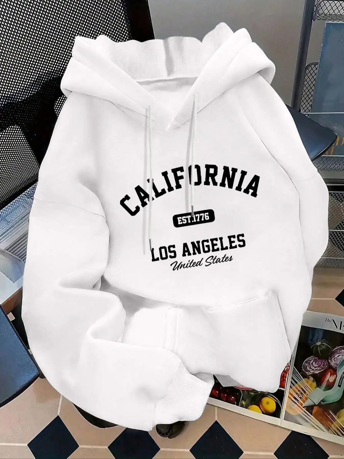 Women's Fashion Hoodie Pullover Calvin Letter Print Kangaroo Pocket, Casual Long Sleeve Sweatshirt for Fall & Winter, Daily Wear