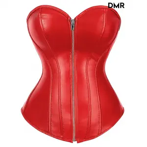 DMR Women's Faux Leather Bustier Corset Top Steampunk Waist Cincher 2803-D1