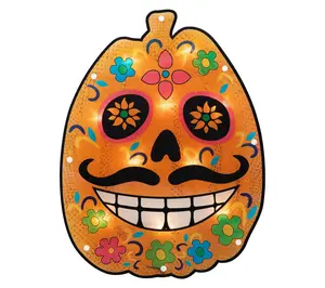 Northlight Prelit Sugar Skull Window Silhouette 15"
