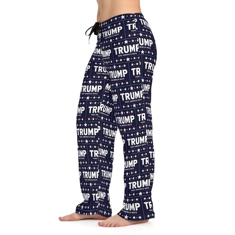 Cozy Trump Women's Pajama Pants Relaxation, Sleepovers, Everyday Comfort, and Political Gift for Trump 45-47 Supporters