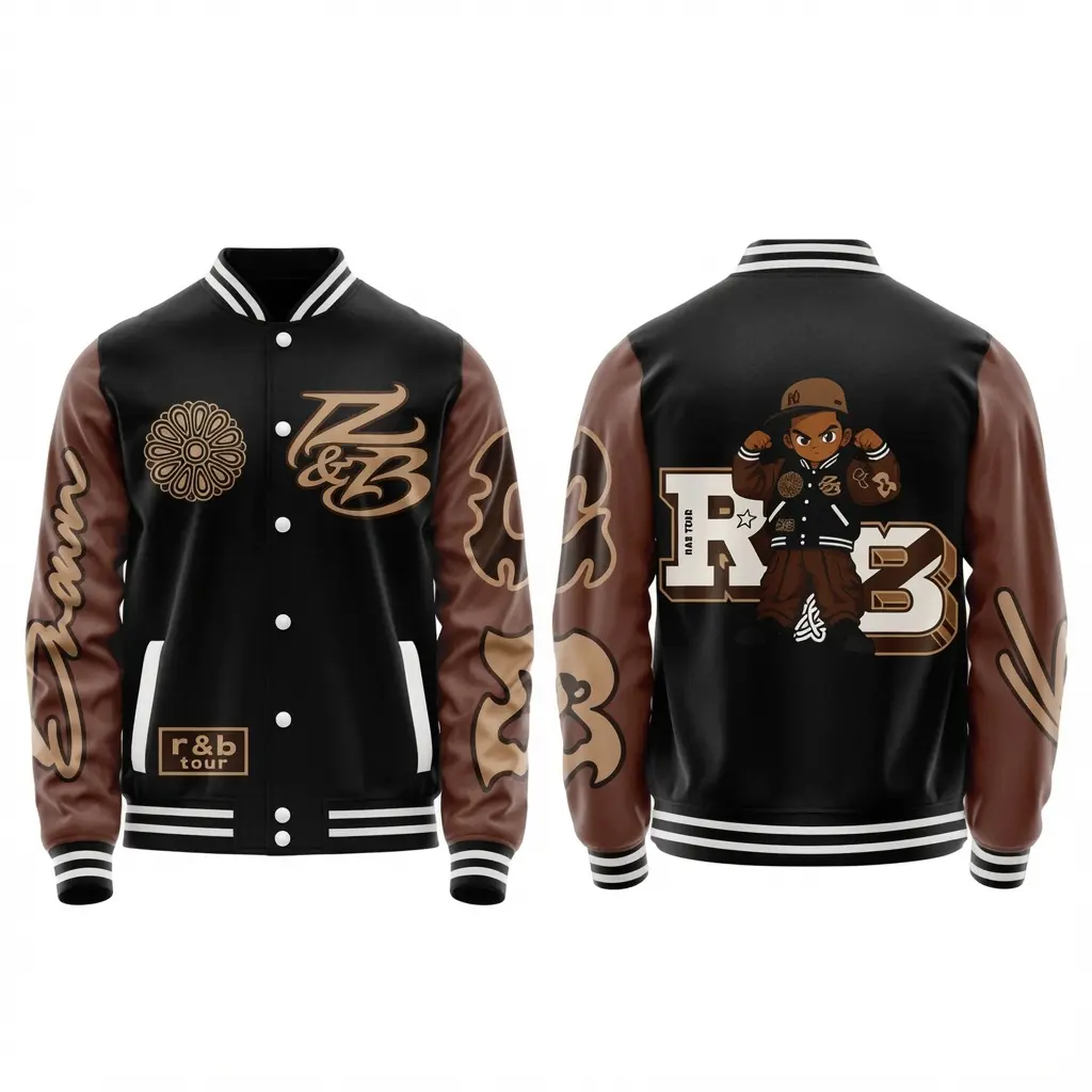 The R&B Tour 2026 Limited Jacket, Baseball Varsity Jacket, Sporty Streetwear Look, Everyday Casual Jacket