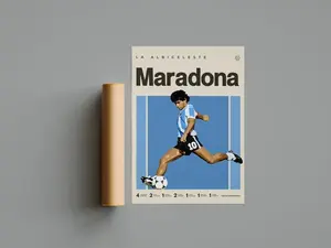 Diego Maradona Inspired Poster, Football Art Print, Argentina Poster, Mid-Century Modern, Uni Dorm Room, size 11x17 16x24 24x36