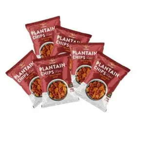 Bushfaller Snack Plantain Chips, (1.2 oz, 6-Packs), Healthy Snack Made With 100% Vegetable Oil, Non-GMO, Zero Sugar, Vegan, Naturally sweet & spicy
