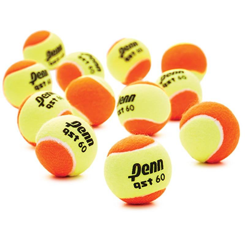 Penn QST 60 Orange Felt Cover Tennis Balls - 12-Pack, Low Compression Core, High Visibility, Ideal for Ages 9 & 10 Practice, Boosts Control for Greater Longer Rallies, Greater Control For Longer Rallies