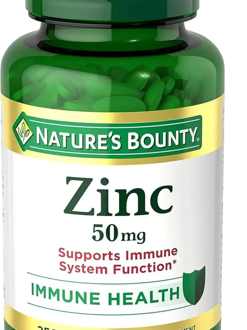 Nature’s Bounty Zinc 50mg, Immune Support & Antioxidant Supplement, Promotes Skin Health, 1 Caplet Per Day, Gluten Free, 250 Vegetarian Caplets