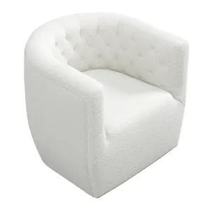 Lotte Cream Boucle Swivel Chair