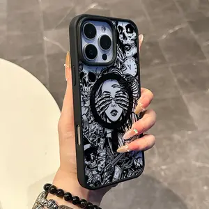 Chic Magnetic Case for iPhone11/12/13/14/15/16/17/promax Gothic Black White Art MagSafe Ready, Anti-Slip, Ultra Thin | Aesthetic Touch for Daily Use