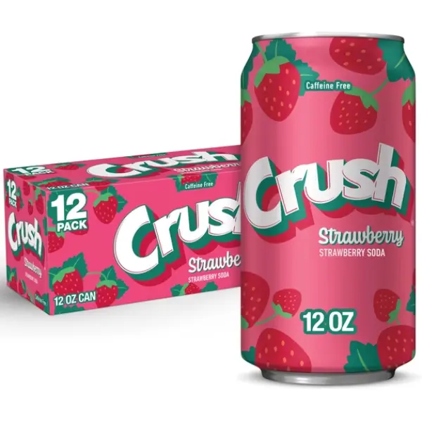 Crush Caffeine Free Strawberry Soda Pop – 12 fl oz Cans, 12 Pack