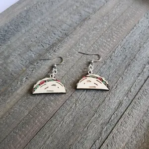 Taco Dangle Earrings, Womens Trendy Cute Earrings, Nickel-Free Hypoallergenic Hooks, Hand Painted, Perfect For Taco and Margarita Party, Taco Tuesday Earrings, Great Gift For Her