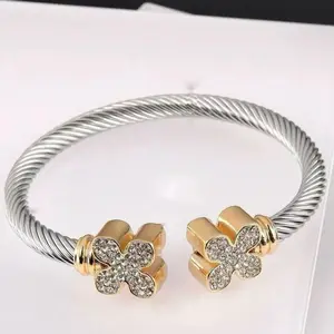 Stainless Steel Yurman Style Butterfly Accent Bracelet