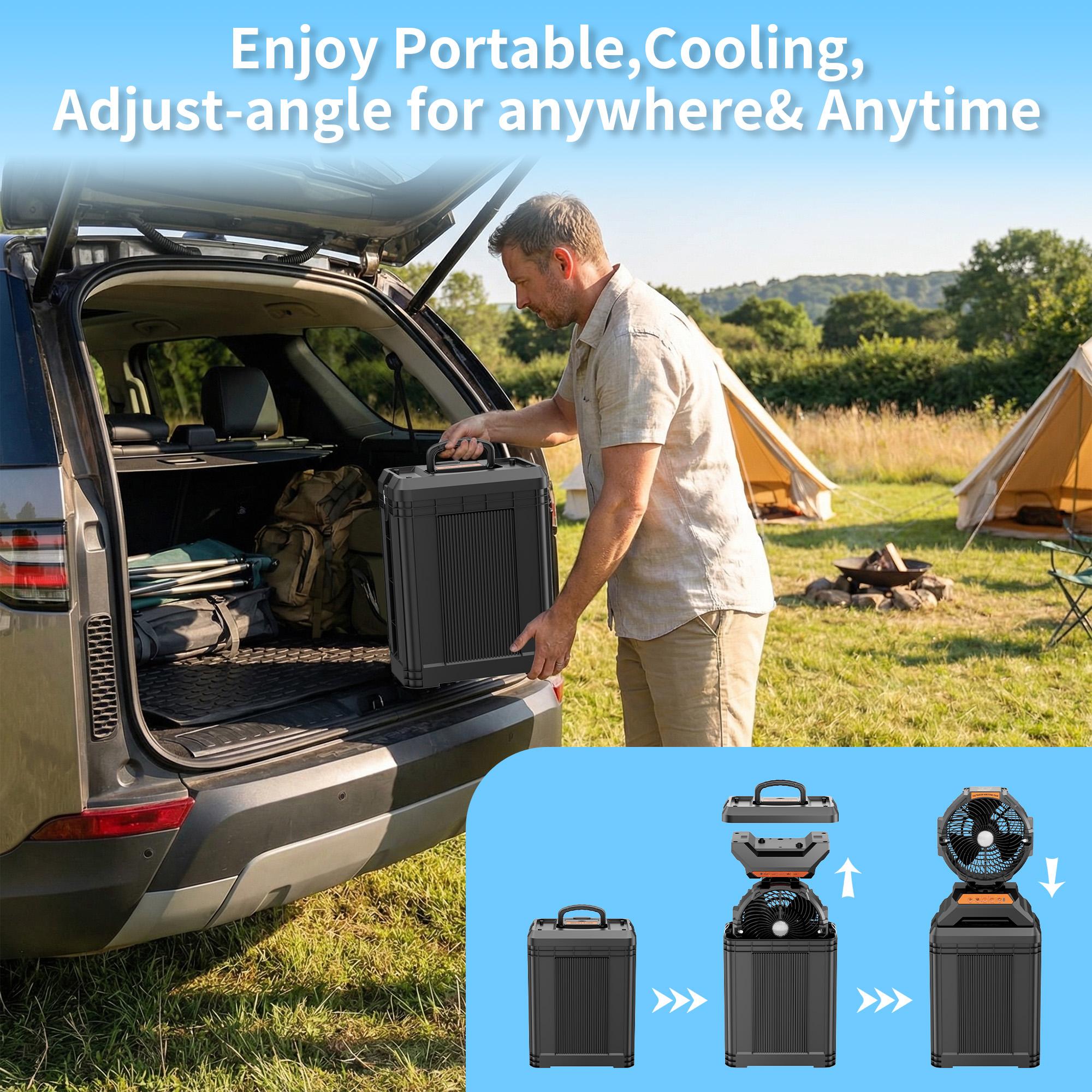 WESTTREE Portable Rechargeable Misting Fan - 4 Gal Large Water Tank, Retractable Handle, Oscillating Cooling Mister Fan for Camping, Patio, Outdoor Use waist campingessentials activity WESTTREE Portable Rechargeable Misting Fan - 4 Gal Large Water Tank, Retractable Handle, Oscillating Cooling Mister Fan for Camping, Patio, Outdoor Use waist campingessentials activity