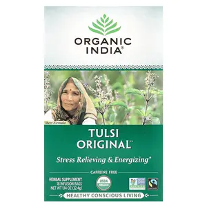 Organic India Tulsi Original Tea, Caffeine-Free, 18 Infusion Bags, 1.14 oz (32.4 g)