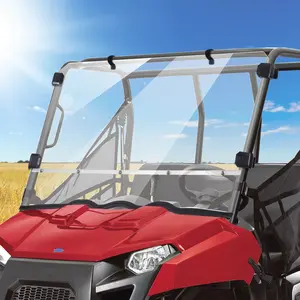 Scratch-Resistan Ranger MID-SIZE 400 Windshield Compatible With Polaris Ranger MID-SIZE 400 2010-2014,Clean Windscreen PC All-Weather Protection UTV Accessories, Clear
