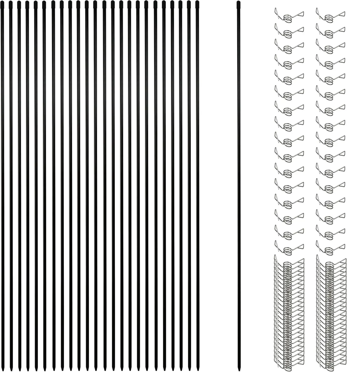 [Summer Sale] 0.2in Diameter Waterproof Fiberglass Electric Fence Posts (25 Pcs with 100 Pcs Metal Loops) - 45.3in Tall Easy Insertion Stakes for Garden Fencing, Temporary Barriers, Crowd Control, Quick Setup