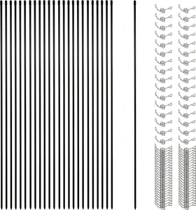 Sunnyglade 45.3 Inch 25 Pcs Fiberglass Electric Fence Posts with 100 Pcs Metal Loops, Temporary Fence Stakes for Animals Fence, Garden Protection