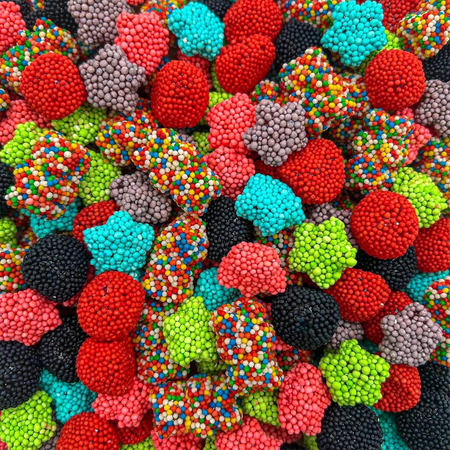 Crunchy Gummy Candy Mix | 2 Pound Bag | Rainbow Nonpareils Bears, Berries, Star Shaped Chewy Clusters | Gummy Mix for Snacking & Candy Buffets | Sweet & Sour Flavors