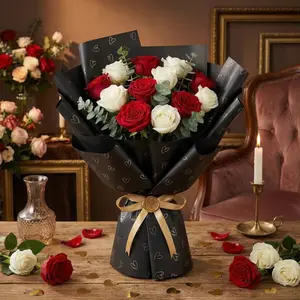 17 Sheets  Romantic Heart Flower Wrapping Paper, Gift Packaging, Holiday Bouquet DIY, Multi-Color Options, Floral Decoration, Birthday Valentine Anniversary