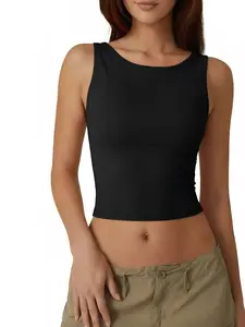 Women's Summer Daily Solid Color Crew Neck Vest Home Work Outdoor City Slim Trend Casual Elegant Youth Simple Versatile Texture Temperament Natural Literature Art