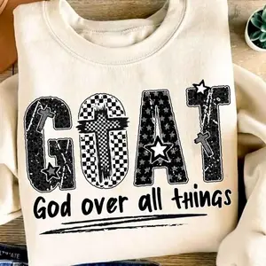 GOAT Sweatshirt, God Over All Things Christian Hoodie, Faith Based T-Shirt with Cross Design, For Men and Women