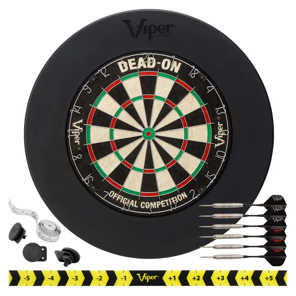 Viper Dead-On Dartboard Center Set - Easy-to-Mount Wall-Mounted Dart Accessory, EVA Foam, Self-Healing Sisal Fibers, 17.75in Diameter Face, Triangular Wire, Measuring Tape, Throw Line, Deflection-Reducing, Long-Life, for Adult Dart Enthusiasts