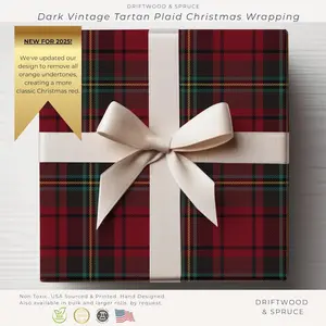 Gift Wrap Papers, Classic Christmas Luxury Tartan Plaid Wrapping Paper Rolls, Holiday Present Decoration, Festive Gift Packaging Supplies,
