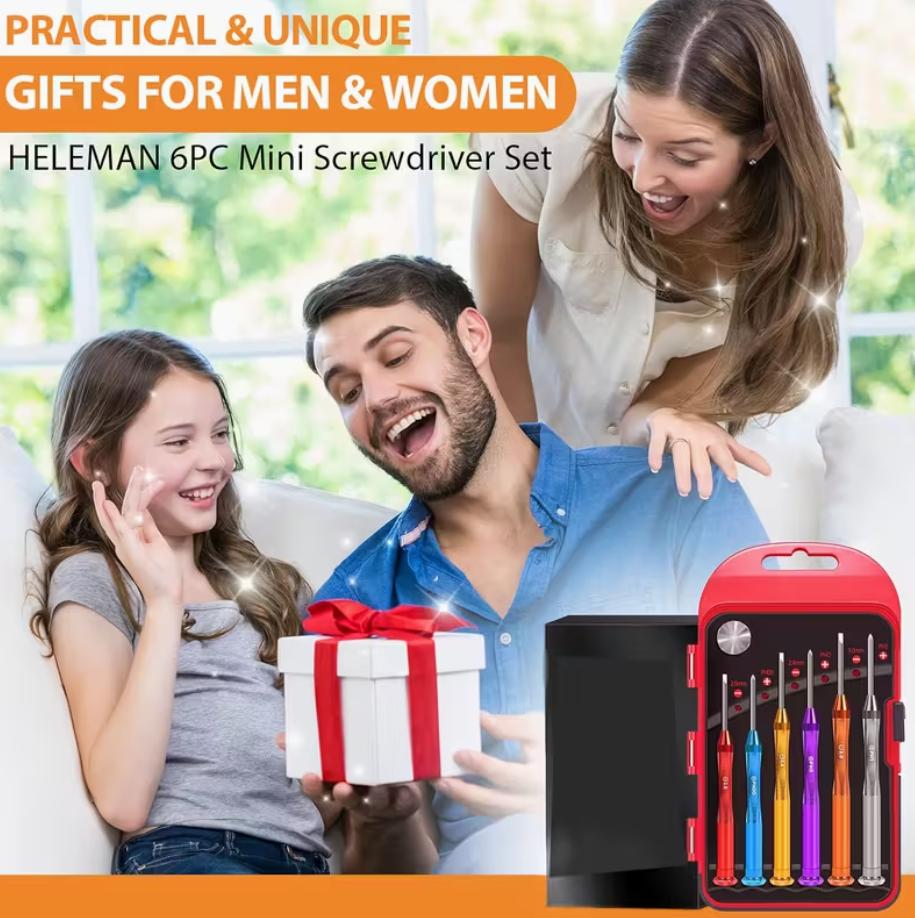 6PC Magnetic Small Screwdriver Set – Precision Mini Flathead & Phillips Screwdrivers for Eyeglasses, Watches, Electronics & Computer Repair | Cool CRV Gadget Tool Gift for Men | Christmas 2024 Ornament & DIY Gifts