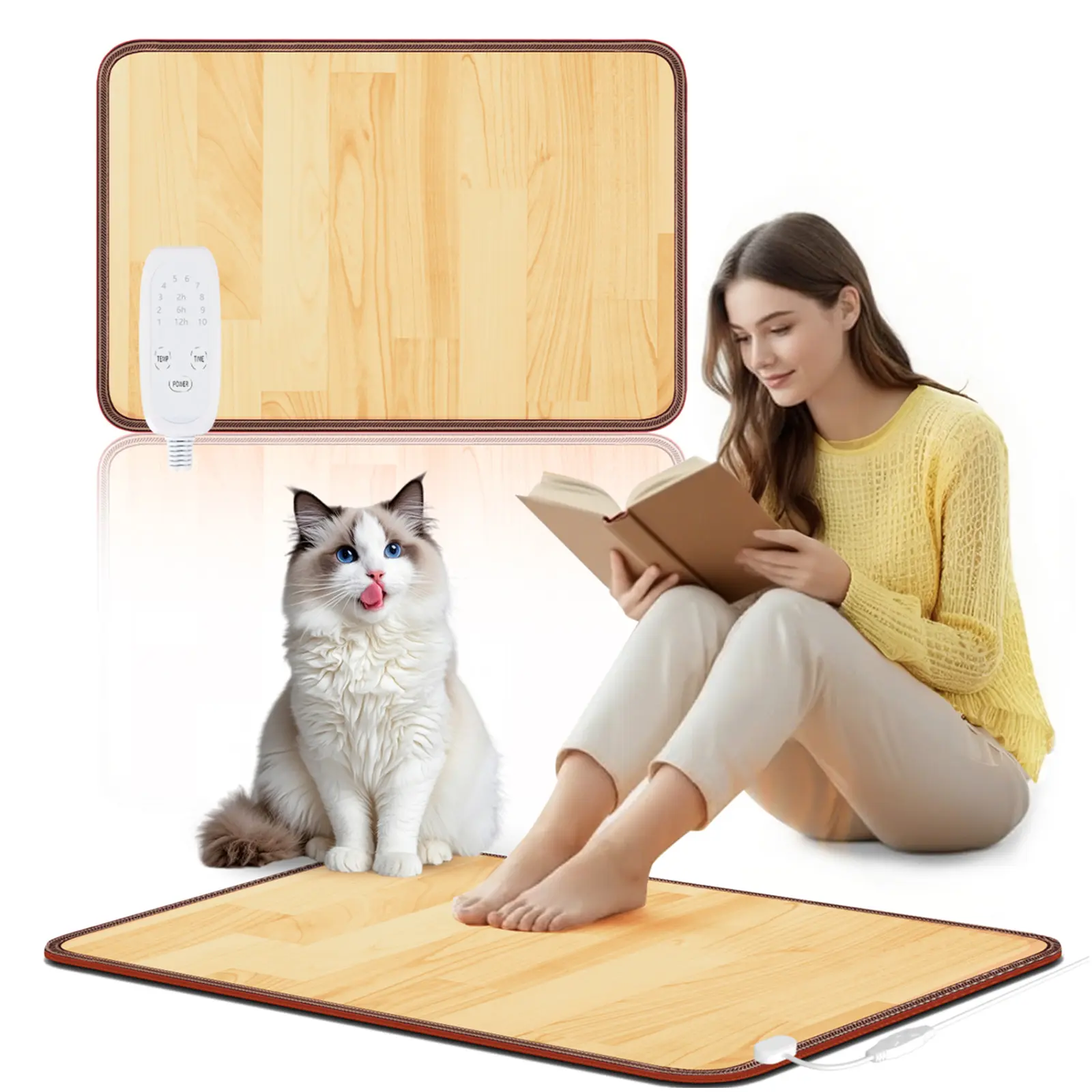 NujorWarm Electric Heated Foot Warmer Under Desk 18.5x26.4 inch 110W 10 Heat Settings Timer Energy Saving for Office Home Study Play Room 120V 110W 18.5 x 14.2 inch