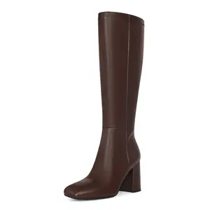 SOVANYOU  Women's Knee High Boots Faux Leather Tall Boots Fashion Square Toe Chunky Heel Knee High Boots with Side Zip #valentinesday#tiktokshopjumpstartsale#valentinesdaygift