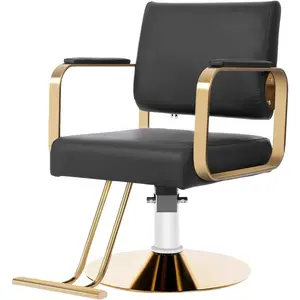 Barber Salon Chair, Adjustable Beauty Spa Hair Styling Salon Chair 360° Rotatable Multi-Function Barber Chair with Footrest for Barber Shops Homes & Spas, 440lbs Capacity (Black+Golden)