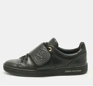 Louis Vuitton (LV) Black Leather Frontrow Low Top Sneakers | WMNS EU 35 | COMES WITH CERTIFICATE OF AUTHENTICITY | Slight Damage On The Box |