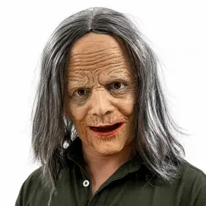 Viral Moving Mouth Grandma Latex Mask, Realistic Creepy Old Lady Face Prop, Funny Gag Gift for Prank Videos, Halloween & Cosplay