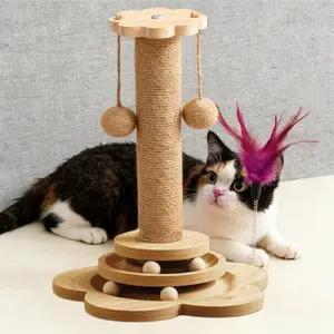 Durable Cat Climbing Frame & Teaser Toy Set, Scratching Posts, 28cm Stable Base, Jute Material, Ideal for Daily Play & Claws Grinding