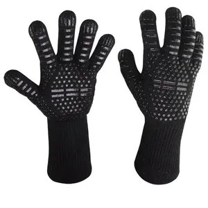 Heat Resistant BBQ Gloves Nomex and Kevlar Fibers and Silicone Grips