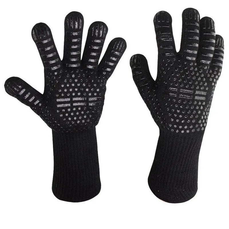 Heat Resistant BBQ Gloves Nomex and Kevlar Fibers and Silicone Grips