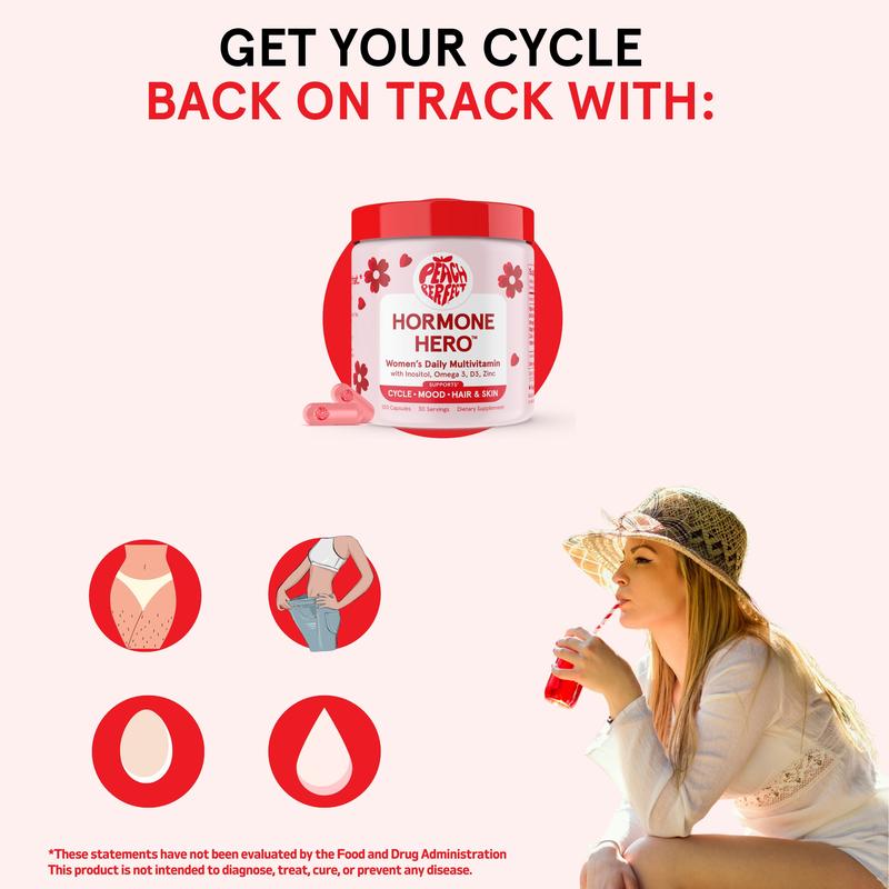 Peach Perfect Inositol Multivitamin 3 Pack Capsules - Peach Perfect Myo-Inositol, D-Chiro Inositol, Omega 3 Fitness Healthcare