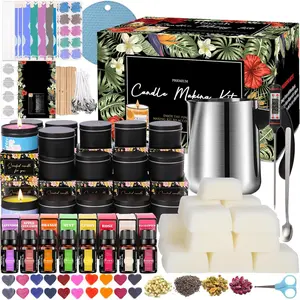 Complete Candle Making Kit, Candle Making Supplies, DIY Arts&Crafts Kits  For Adults,Beginners,Including Bees Wax,Wicks,Rich Scents,Wick Clips,550ml Melting WaxPouring Pot,Thermometer,Spoon Etc.