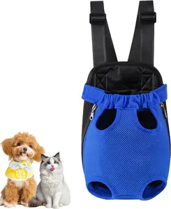 Dog Carrier Backpack, Adjustable Puppy Front Carrier Backpack, Ventilated Dog Chest Carrier for Hiking Camping Travel, Sling Bag for Small Medium Dog Cat Rabbit Puppies, Suit 5-9 lbs (Blue)