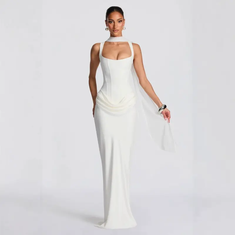 green emerald velvet dress Velvi Tea-Length White Graduation Dress Sisi White / XSmall main image 0