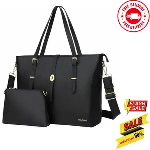 Women's Tote Bags, Laptop Tote Bag for MacBook Pro 16"| PU Leather Briefcase for 15-15.6" Notebook & Office Use