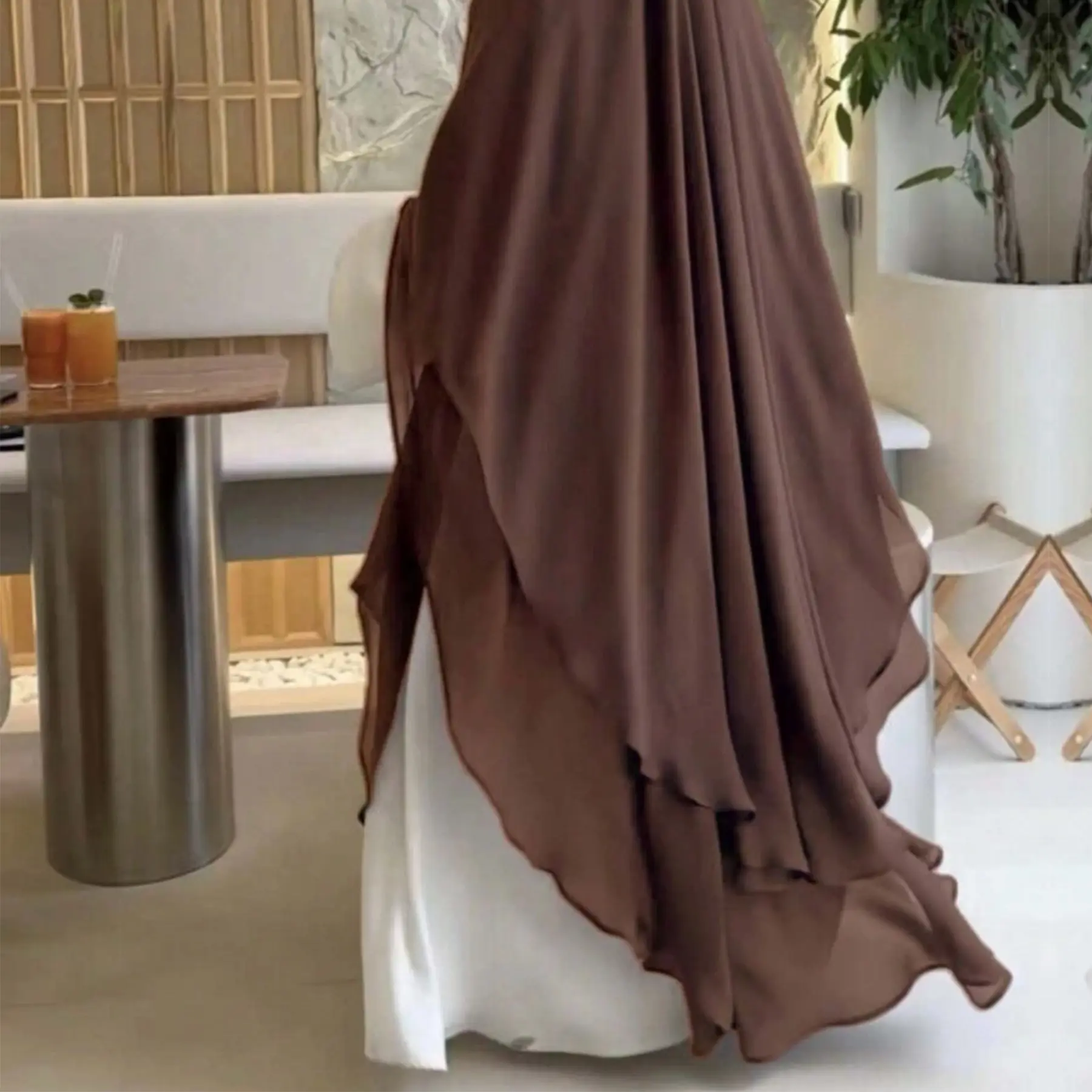 Extra Long Khimar Chiffon Hijab 2 Layers Muslim Women Prayer Shawl Veil Ramadan Eid Djellaba Headscarf classic design everyday essential versatile style comfort wear wardrobe staple piece relaxed fit breathable fabric