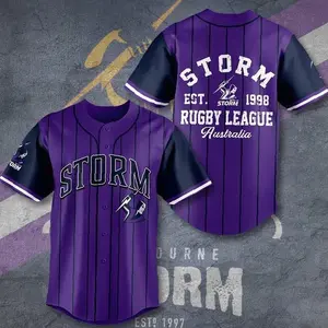 Essential Comfimerch Melbourne Storm Baseball Jersey For Fan - In Stock