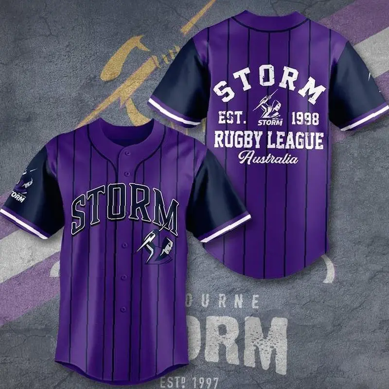Essential Comfimerch Melbourne Storm Baseball Jersey For Fan - In Stock