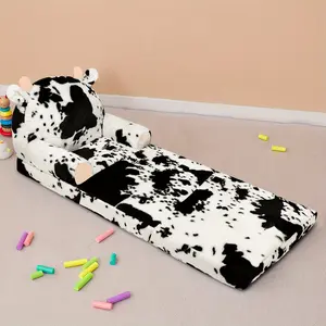 Skin-friendly Plush, Colorful Cow Pattern, Removable Cover, One-click Conversion, Foldable Sofa Chair - Durable, Comfortable, Multifunctional, Create a Leisure Space