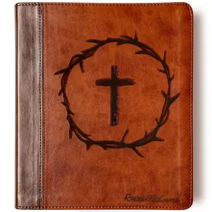 Personalized ESV Journaling Study Bible - Brown - Crown of Thorns and Cross - Hand Lettered and Engraved