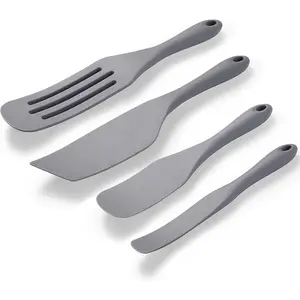 Silicone Spatula Set, Silicone Spatula Set, Heat-Resistant Cooking Utensils, Suitable for Non-Stick Cookware, Used for Serving, Baking, Stirring, Mashing, Scooping, Spreading, 4-Piece Set