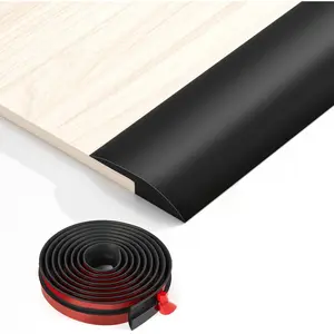 Floor Transition Strip Self Adhesive Carpet & Flooring Transitions Edging Trim Strip, Vinyl Threshold Strip Suitable for Threshold Height Within 5mm, 39inch Black