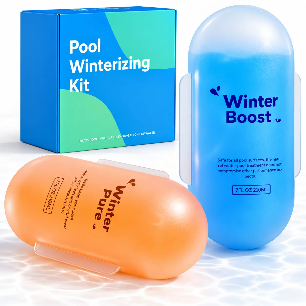 3 in 1 Winter Closing Kit - Easy-to-Use Winterizing Supplies for Above Ground & Inground Pools, Suitable for Up to 30,000 Gal Capacity