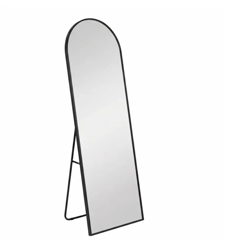 59"x16 Full Length Mirror Floor Standing, Anti-Rust Aluminum Frame, Arch, Black
