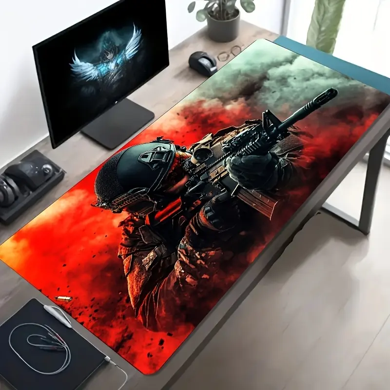 1pc Large Size Esports Gaming Mouse Pad, Special Forces Gunfight Pattern, Non-Slip, Washable Rubber Bottom Large Desk Mat Office Desk Accessory, PC Decor Accessory Desktop Decoration Anti-Dirty Gaming Mouse Pad, Ideal Gift for Gamers