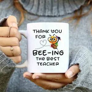 1pc, Bee Ing Teacher Coffee Mug, Ceramic Coffee Cup, Teacher Mug, Thank You For Bee-ing The Best Teacher, Christmas Gift, Thanksgiving Gift, Graduation Gift
